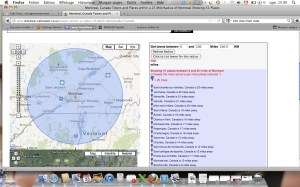 100 mile radius map